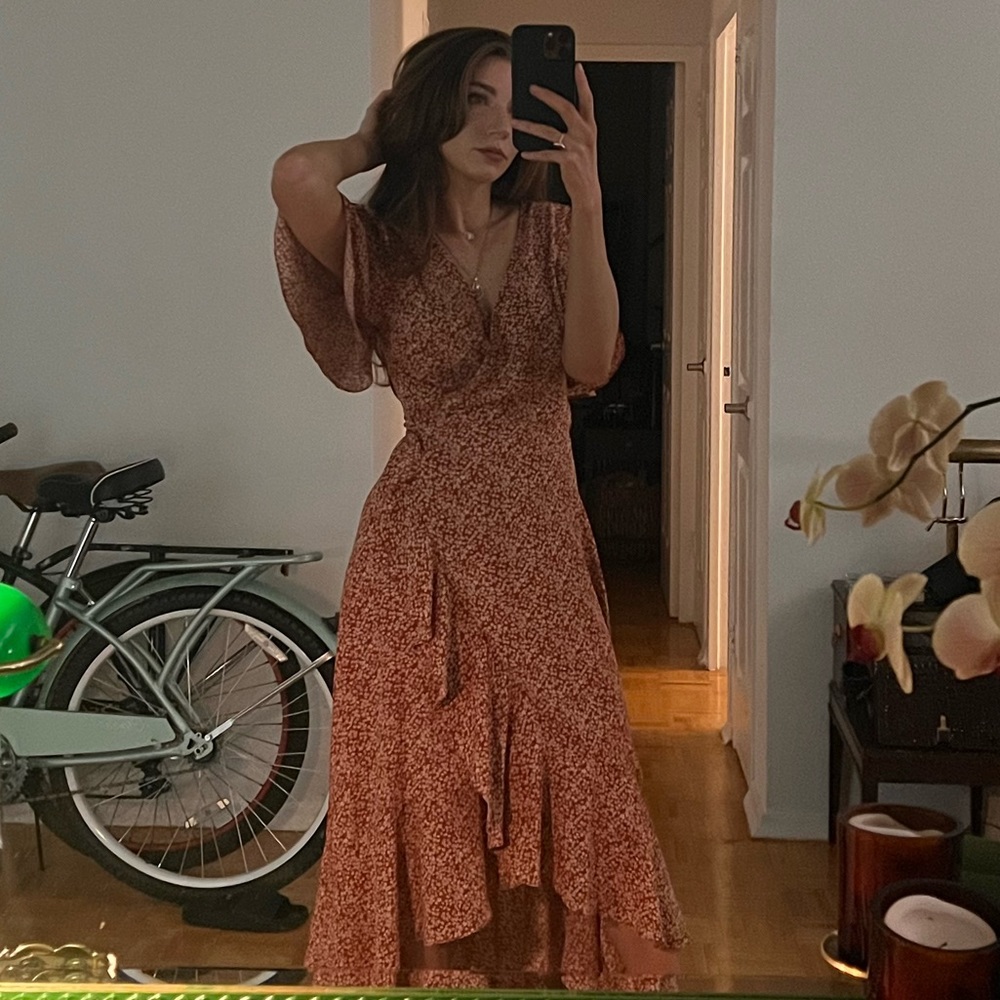 Red & white floral dress